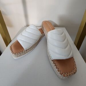 Gianni Bini Evert Leather Platform Sandals Espadrille Slide Resortwear Vacation